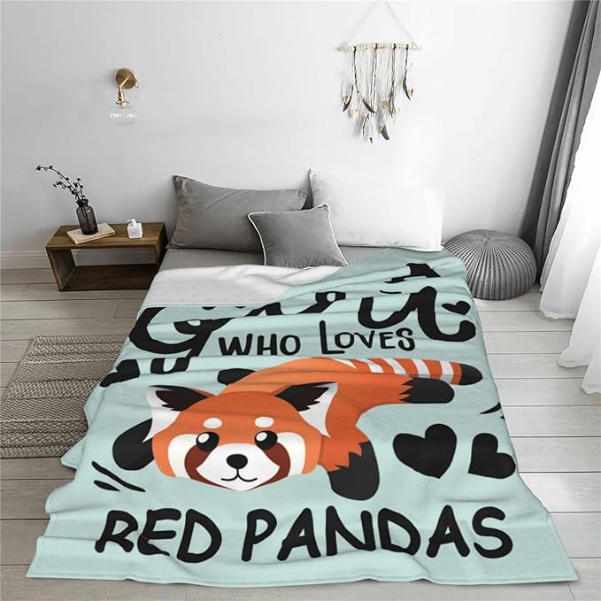 Red Panda Blanket Soft Cozy Warmth Flannel Red Panda Throw Blankets Just A Girl Who Loves Red Panda Blankets Bedding Decor for Red Panda Lover Girls Women Adults Gifts 60"x50"