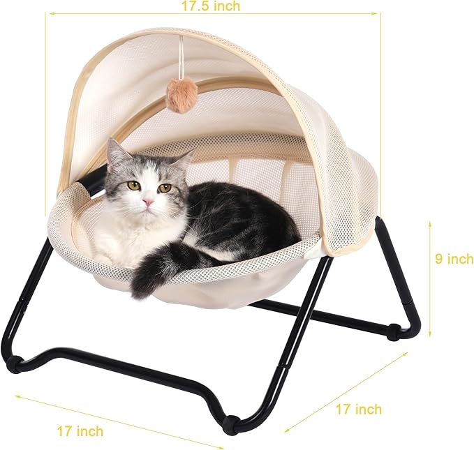 Cat Bed, Cat Hammock, Free-Standing Elevated Pet Hammock Bed, Small Dog Bed with Removable Washable Mesh, for Sleeping Pets up to 20 lb, Couch for Indoors (Yellow)