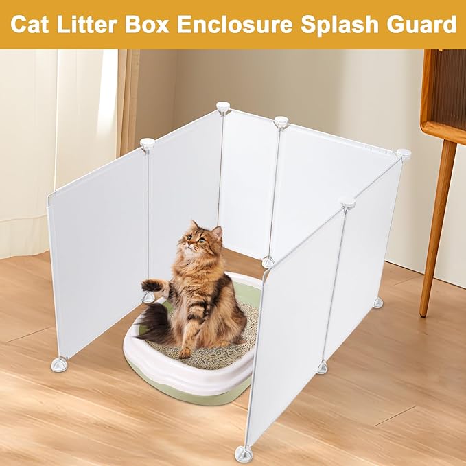 6pcs Cat Litter Box Splash Guard, Anti-Splashing Reusable Pet Litter Box Enclosure Splash Guard, Extra Large L27×W20×H17 Spill Proof Cat Litter Box Pee Shields for Open Top Litter Pan