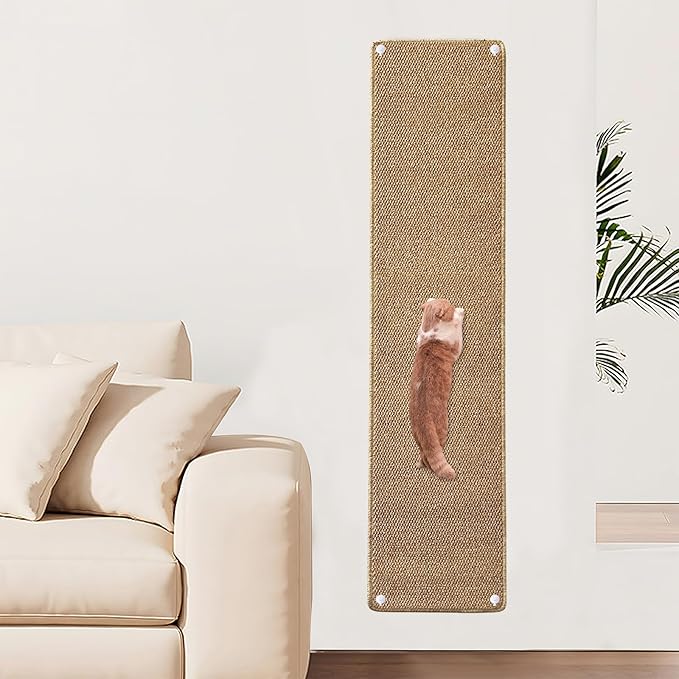 70.9"x 15.8" Thickened Extra Large Cat Wall Climbing Carpet, Cat Climbing Wall with 10pcs Fixed Nails for Indoor Cat Exercise,Cat Wall Scratcher,Wall Climbing Cat Carpet (Camel)