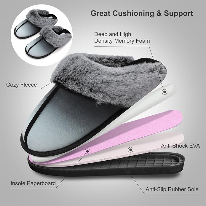 Besroad Winter Fuzzy House Slippers Sandals Plush Faux Fur Fluffy Flats Slippers Warm Slide Shoes for Women