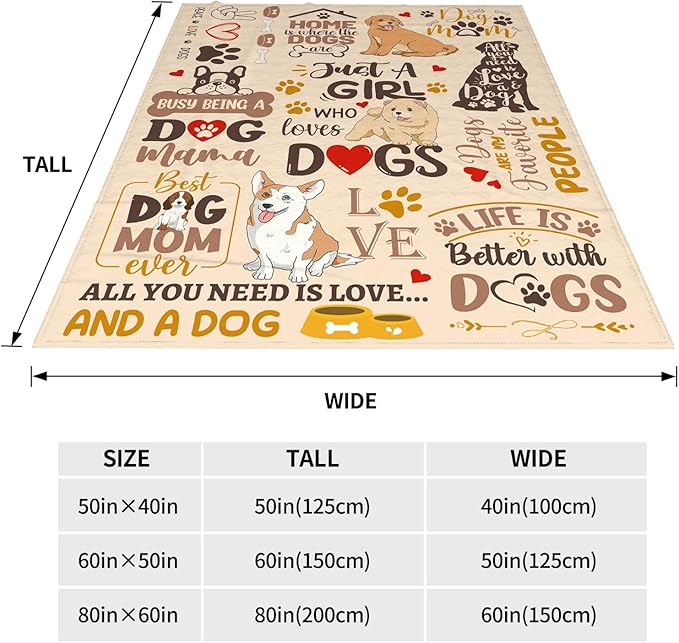 Dog Mom Gifts for Women, Gifts for Dog Lovers Throw Blanket 50x60 Inch, Just A Girl Who Loves Dogs Blanket