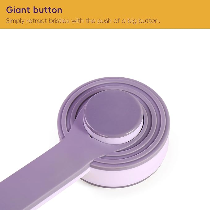 Self Cleaning Slicker Brush for Cat or Dog, Pet Grooming Brush for Long or Short Hair, Dog comb For One Button Gently Removes Loose Undercoat and Shedding Hair (Purple-Only Brush)