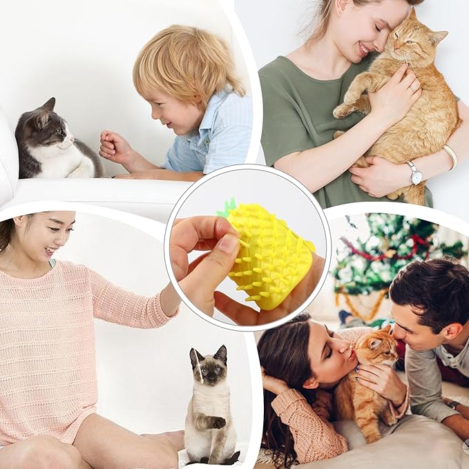 2Pcs Pineapple Cat Self Groomer and Corner Brush, Reduce Shedding, Scratching and Itchiness, Pet Tickling Artifact with Silicone Bristles, Easy Installation for Cat Dog Pet Self Cleaning Cat Brush Toy