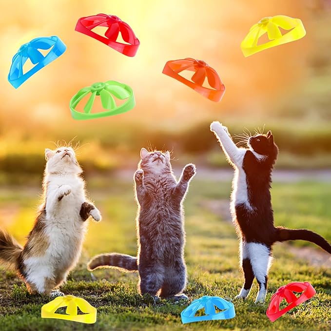 FOIMAS 17pcs Cat Fetch Toy,Cat Palying Tracking Interactive Toys with Flying Propellers for Cat Kitten Indoor and Outdoor Chasing Training Hunting Chasing Supply
