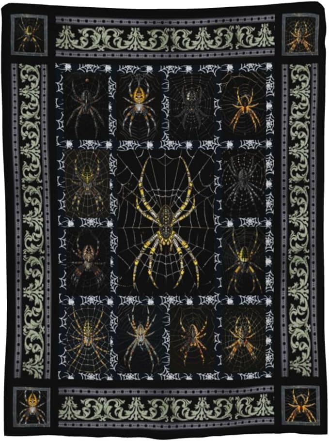 Spider Blanket Spider Throw Blanket Spider Decor Stuff Merch Cozy Print Flannel Fleece Soft Plush Fuzzy Warm Lightweight Bedding Spider Gifts for Women Men Girls Kids 50"X40"