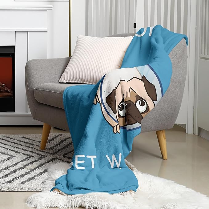 Get Well Gifts for Women, Get Well Soon Gifts for Women Men, After Surgery Recovery Gifts for Women Blanket 50"x60", Sympathy Feel Better Gifts for Women, at Least You Dont Have to Wear A Cone