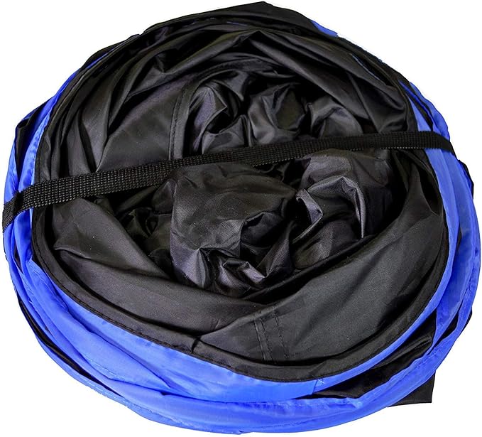 Purrfect Feline - 4 Way Cat Tunnel and Crinkle Cat Toy - Interactive Cat Toy with Cat Ball - Cat Supplies for Indoor Cats - Suitable for Ferrets, Rabbits or Small Dogs - Dark Blue - L