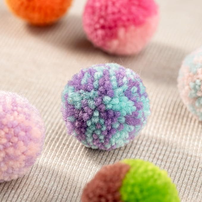 SHSHWANG Soft Pom Pom Cat Toy Balls 6 Pack, Cats Interactive Plush Toy Ball for Indoor Cats, Kitty, Kitten Chasing Toy Balls