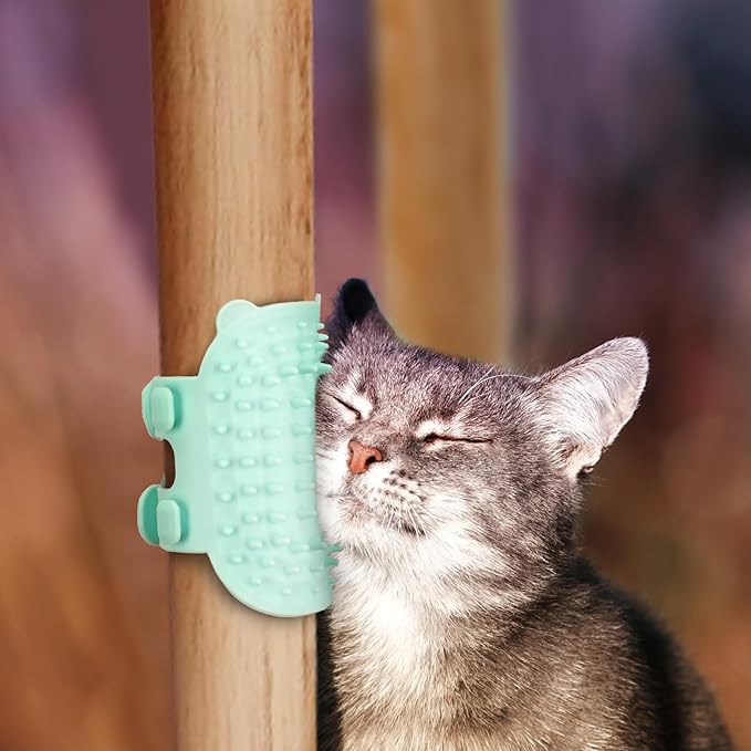 2pcs 2-in-1 Silicone Cat Grooming Brush - Self Cleaning, Massage and Shedding for Pets, Adjustable Face Scratchers for Climbing Frames, Table Legs