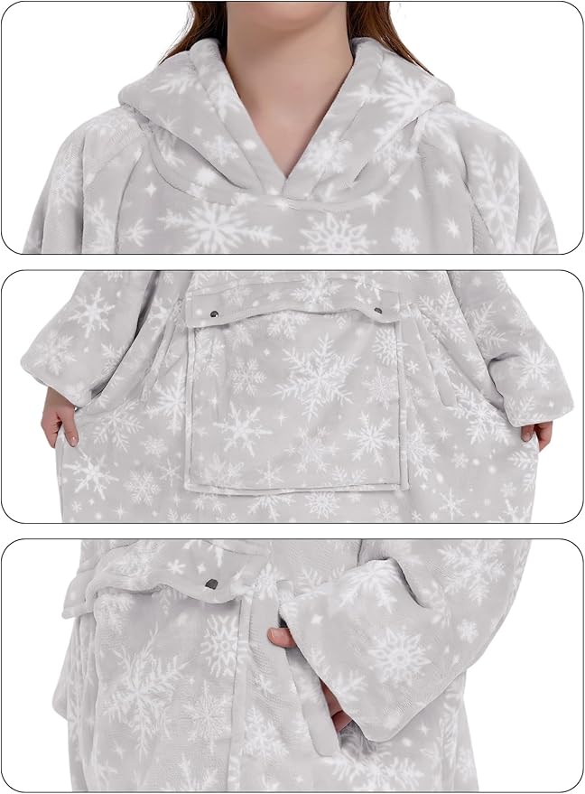 KFUBUO Wearable Blanket Hoodie for Adults Sherpa All Patterns Oversized Sweatshirt Blanket with Pocket