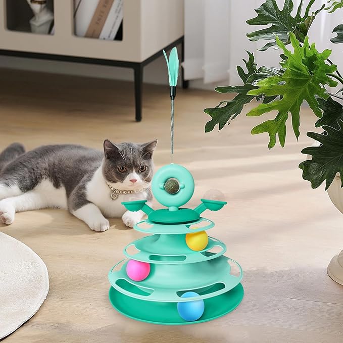Interactive Cat Toy Kitten Toys Cat Toys with Catnip Balls Cat Toys for Indoor Cats Cat Ball Toy Cat Toys for Bored Indoor Adult Cats Green