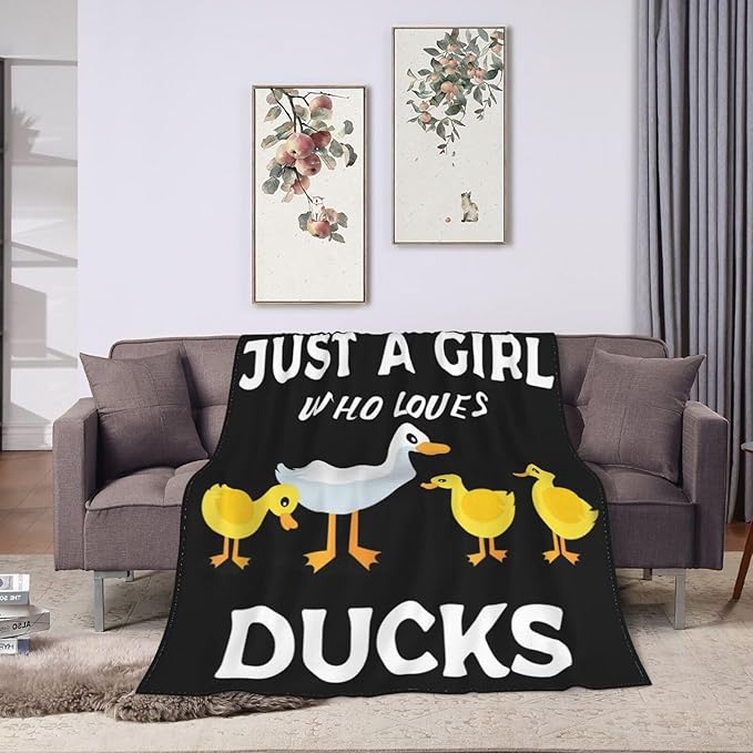 Duck Blanket Cute Duck Plush Throw Blanket Super Soft Cozy Warm Fleece Just A Girl Who Loves Duck Bedding Blanket Gifts for Kids Girls Boys Women 50"X60"