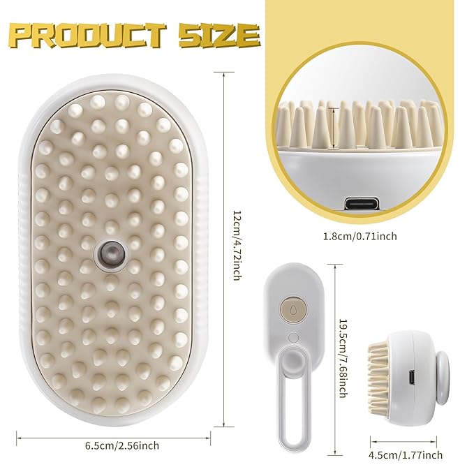 3 in 1 Steamy Hair Brush with Steamer - Suitable for Cats, Dogs, and All Pets (white)