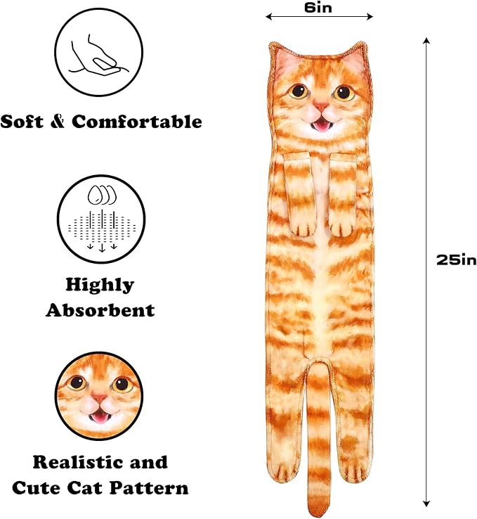 Cat Funny Hand Towels for Bathroom Kitchen- Cute Decorative Kitten Decor Hanging Face Towels- Unique Housewarming Valentines Mothers Birthday Gifts for Women Mom Cat Lovers