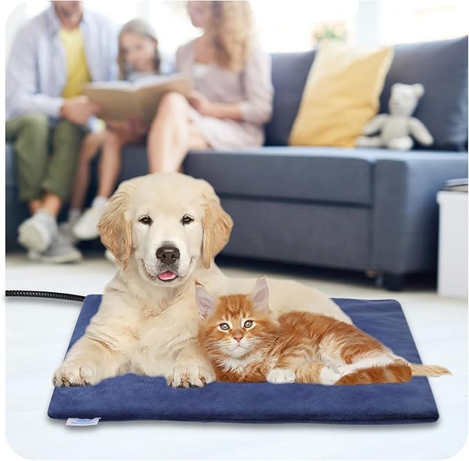 Pet Heating Pad for Dogs, Dog Cat Heating Pad Indoor, Electric Heating Pad for Dogs with 9 Adjustable Temperature and Timer, Heated Dog Blanket Bed with Chew Resistant Cord (28×18 inch)