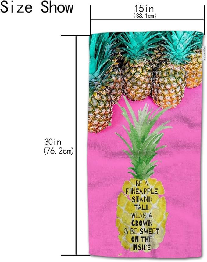 HGOD DESIGNS Pineapple Hand Towels, Colorful Pineapple Quotes Adult 100% Cotton Soft Bath Towels 15"X30