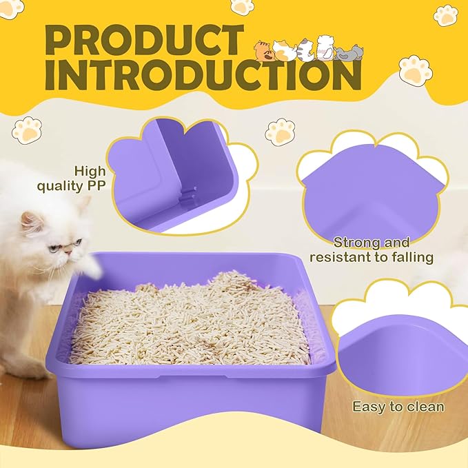 5 Pcs Kitten Small Litter Box Set, Open Cat Litter Box with 5 Scooper Medium,Cat Litter Box Large Portable Litter Box for Small Pet Kitty Supplies Little Cat 12.6 x 8.7 x 2.8 Inch
