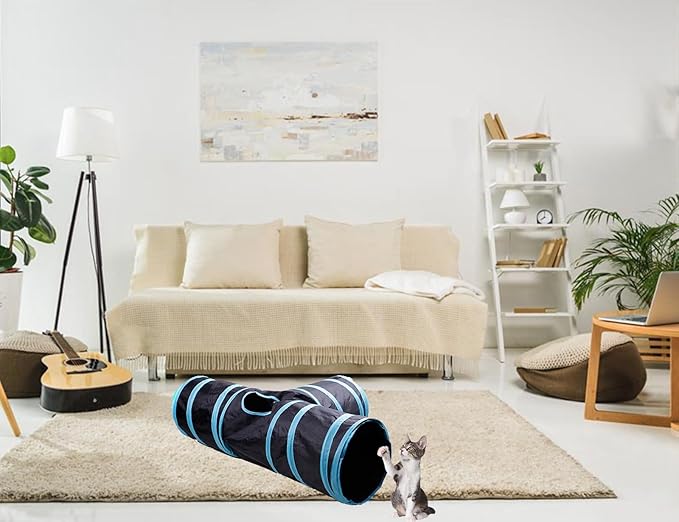 iCAGY Cat Tunnels for Indoor Cats Interactive, Rabbit Tunnel Toys, Pet Toys Play Tunnels for Cats Kittens Rabbits Puppies Crinkle Collapsible Pop Up 3 Ways Black