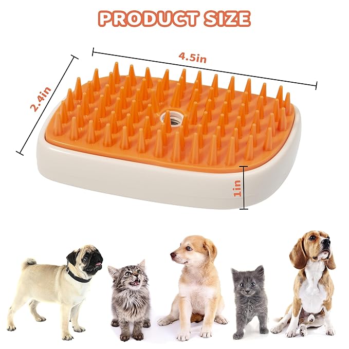 3 in 1 Steam Cat Hair Brush: Spray, Massage and Bath Cleaning for Dogs and Cats, Soft Silicone Brush for Hair Removal, Self-Cleaning Feature for Easy Use