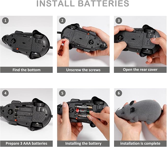 Auto Moving Mouse Cat Toy, Interactive Cat Toys Wireless Electronic Fake Mouse Rat Pet Toy Running Wheel Plush Rat Chasing Prank Toy for Cats Dogs Kids Novelty Gift By Greatstar (Grey, No Controller)