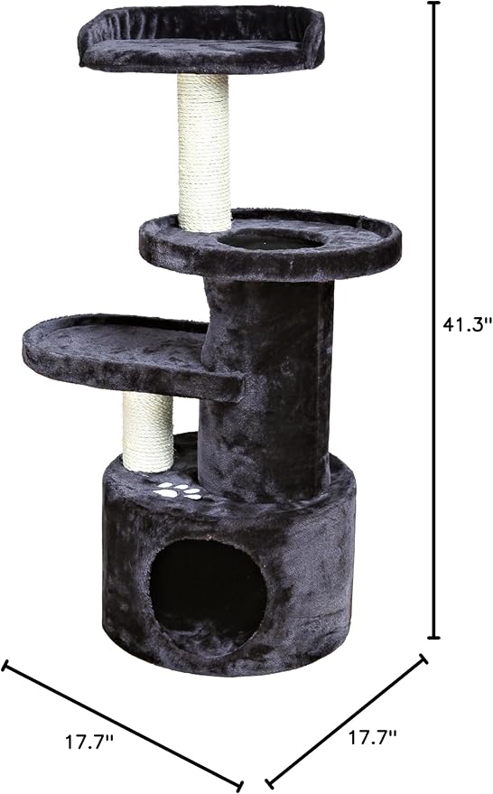 TRIXIE Pet Products Oviedo Cat Tree, Dark Gray, 3 levels (43847)