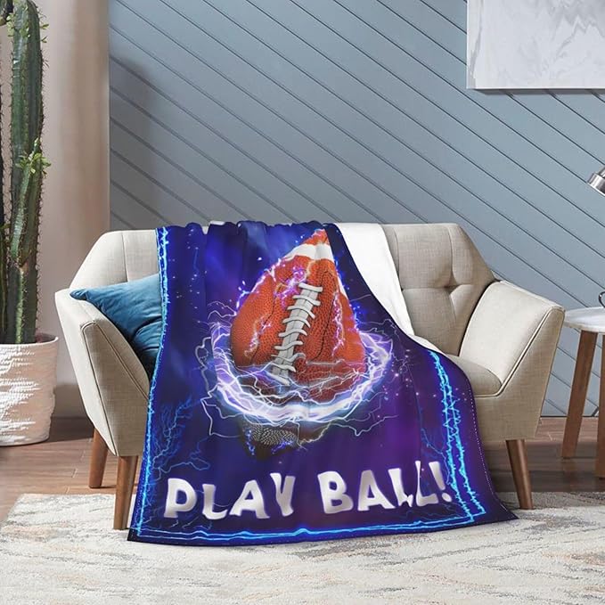 Football Blanket Sports Rugby Plush Throw Blanket Super Soft Cozy Warm Fleece Bedding Football Blanket Gifts for Kids Girls Boys Women 60"X80"