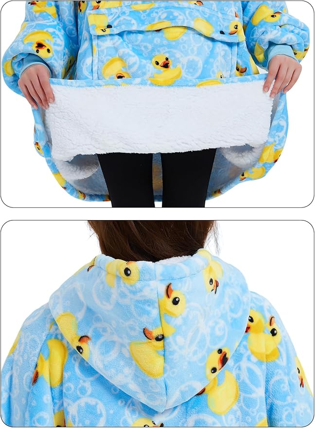KFUBUO Wearable Blanket Hoodie for Adults Sherpa All Patterns Oversized Sweatshirt Blanket with Pocket