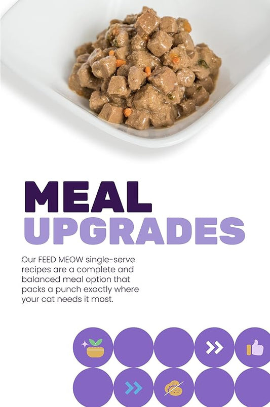 "I and love and you" Feed Meow Wet Cat Food Toppers, Shine Formula with Salmon and Tuna, Omegas 3 and 6 for Healthy Skin and Coat, Grain Free, No Fillers, 3 Oz Pouches, 1 Pouch Trial Size