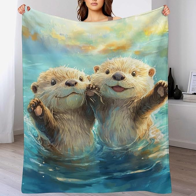 Otter Gifts for Girls, Boys & Kids - Otter Lover Throw Blankets, Soft & Warm Fleece & Flannel Plush Blankets for Bed, Sofa, Couch - 40"x50"
