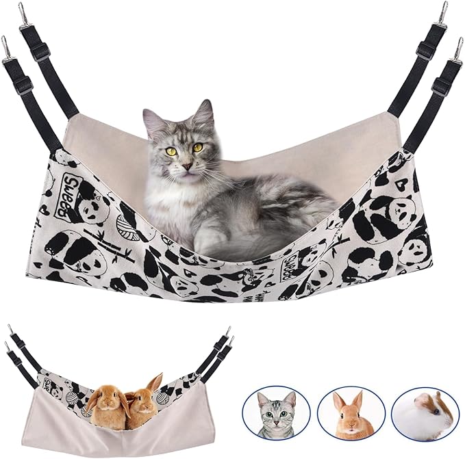 Cat Hammock Bed for Cage - 22x18 inch Adjustable Hanging Cat Bed Reversible Cat hammocks for Indoor Cats, Soft Cat Perch, Sleeping and Resting Sleepy Pad for Kitten Ferret Puppy or Small Pet