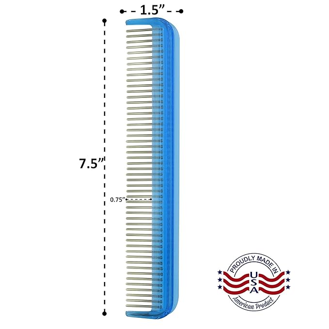 Pet comb with silky smooth rotating teeth for easy mat removal without pain to your pet (7" Sky Blue)