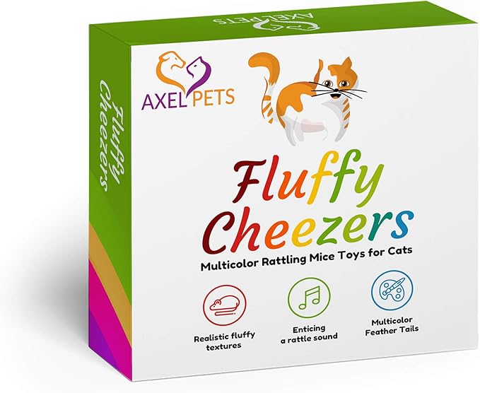 Fluffy Cheezers Interactive Catch Play with Rattle Sound Mice Toys for Cats, Box of 20 Mice – Perfect for Pet’s Lovers