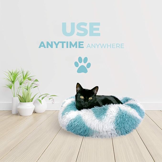 Whiskers & Friends Cat Bed, Cat Beds for Indoor Cats Washable, Small Dog Bed Calming Pet Bed, Cat Beds & Furniture, Large Cat Bed, Kitty Kitten Bed