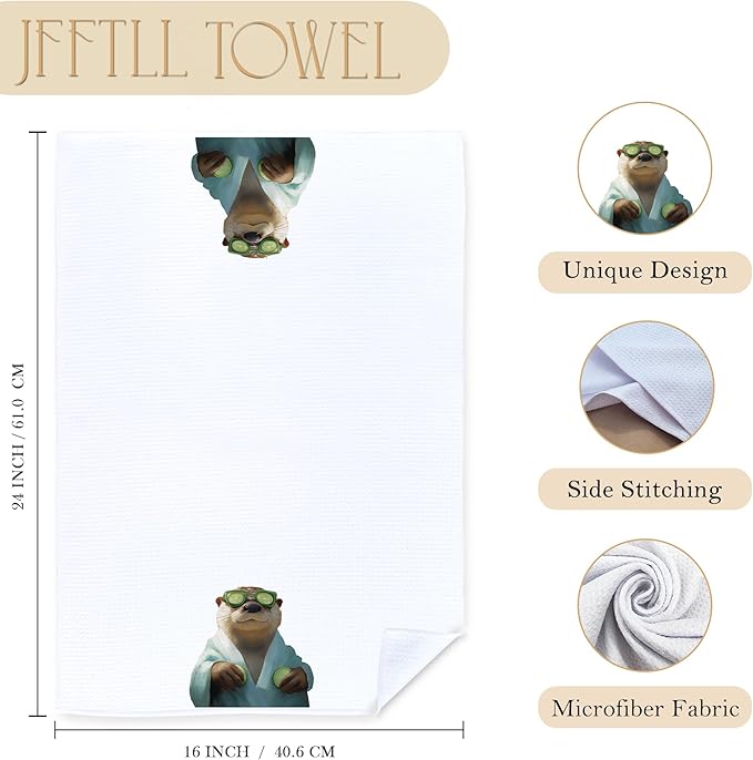 Funny Bathrobe Otter Hand Towels for Bathroom Washroom Restroom, Sea Otters Gifts Bath Decorative Towels, Kids Hand Towels, Gifts for Women Men Otter Lovers, 16x24 Inch