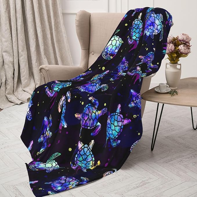 Sea Turtles Blanket Throw Blanket for Bed Soft Cozy Fluffy Couch Blankets Fleece Blanket Throw Gifts for Women Men Girls Boys 80"x60"