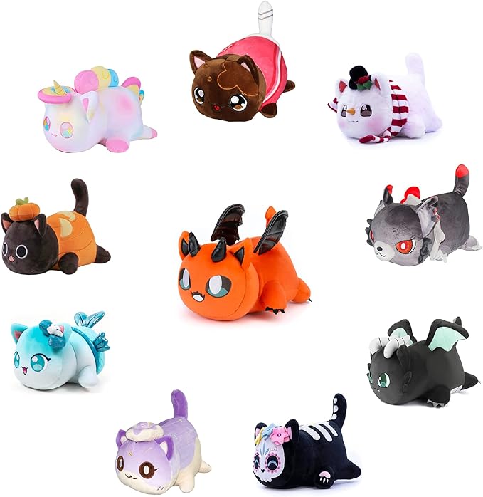 Cat Plush Toy,Mee-Meow Cat Food Plushies Cat, Cute Anime Cartoon Cat Stuffed Animal Figure Toy Plush Pillow Gift for Kids and Festival Gift (Donut Cat)