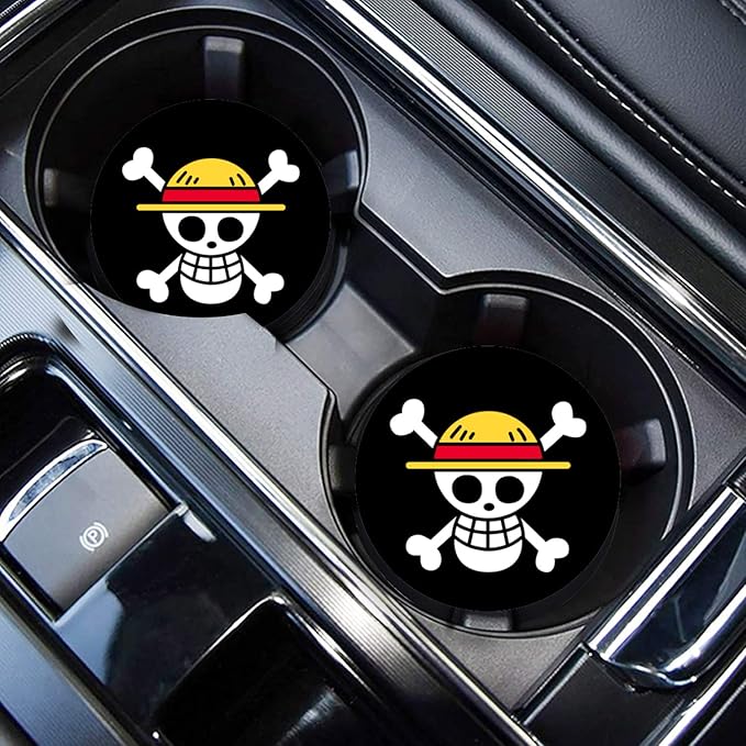 Car Cup Holder Coaster for Anime Skull Skeleton Silicone 2.75" Car Coaster Car Cup Holder Insert Coasters