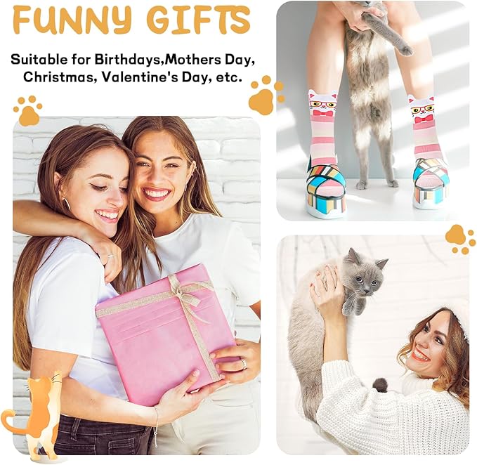 AGRIMONY Women's Cat Socks Cute Animal Socks Dog Valentines Easter Fun Gifts for Women