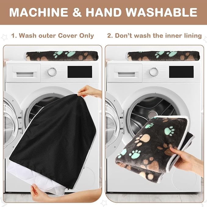 2 Pack Self Warming Cat Bed Pet Self Heating Pad Cat Warming Bed Mat Thermal Cat Mat Washable Reflects Body Heat Removable Cover for Indoor Outdoor Feral Pet(Dog Paw,16 x 20 Inch)