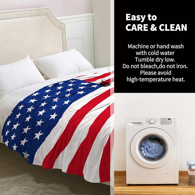 American Flag Blanket Gifts for Men Boys Dad Women Husband Birthday Christmas Valentine Present US National Flag Theme Decor Bedroom Living Room Couch Sofa Kids Adults Teen Soft Flannel Throws 60"x50"
