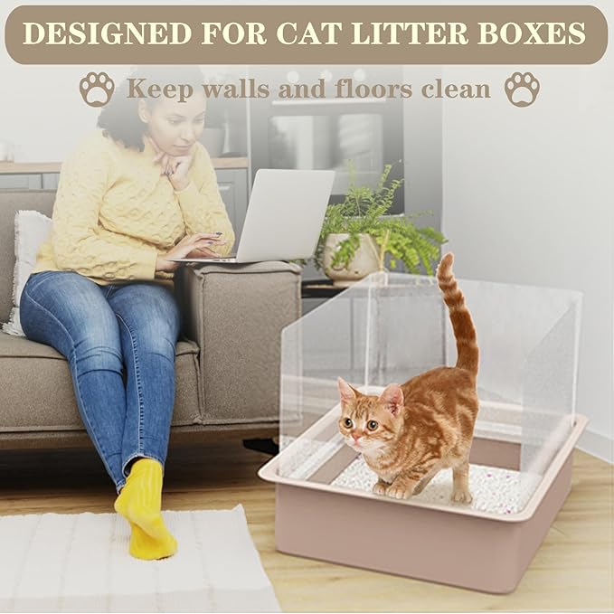 8Pcs Cat Litter Box Pee Shields Litter Box Shields Litter Box Splash Guard for Open Top Litter Box Litter Box Privacy Screen Transparent Easy Clean -Litter Box Not Included