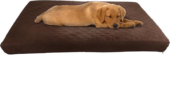 Water-Resistant Dog Bed - 2-Layer Memory Foam Dog Bed with Removable Washable Cover and Non-Slip Bottom - 36in Large Pet Bed for Dogs up to 75lbs by PETMAKER (Brown)