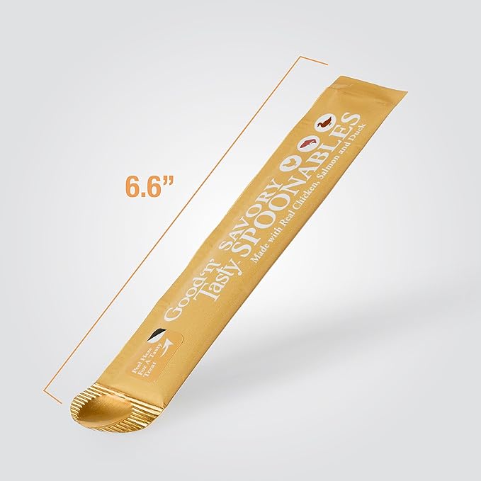 Good ‘n’ Tasty Savory Spoonables with Real Chicken, Salmon & Duck, 10 Count Tube, Triple Flavor Squeezable Lickable Wet Treats for Cats with Built-in Spoon for Less Mess