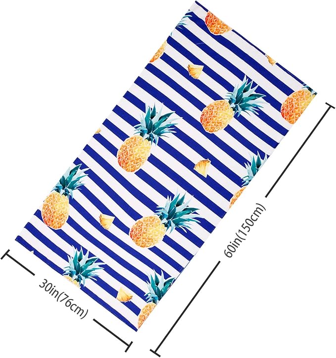 LIVILAN Oversized Striped Pineapple Beach Towel for Women Girls, 30”x60” Microfiber Thin Lightweight Super Absorbent, Quick Dry Sand Free Clearance Towel Pineapple Gifts