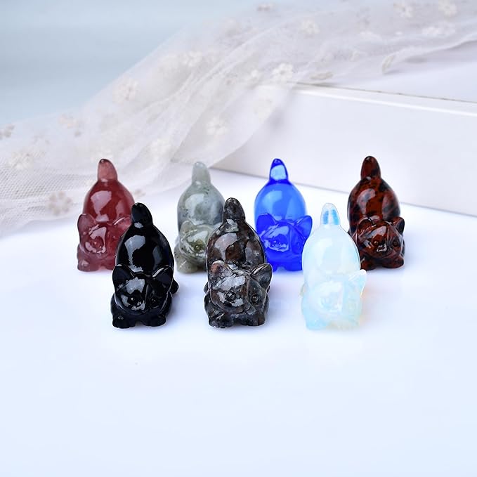 Blue Opal Cat Crystal Statue Healing Crystal Reiki Meditation Pocket Gem Guardian Sculpture Home Study Table Desk Decor Collection Gift for Loved Ones
