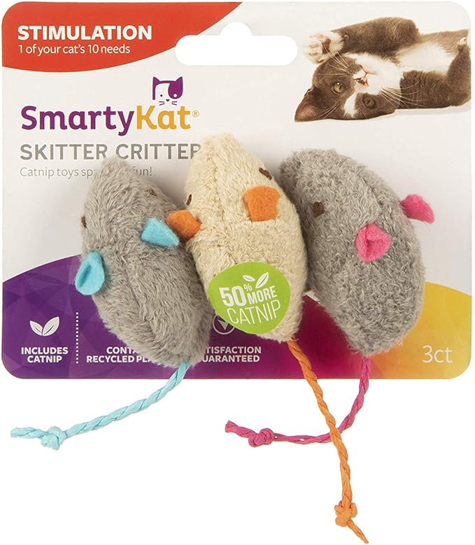 SmartyKat Skitter Critters Cat Toy Catnip Mice, 3/pkg …