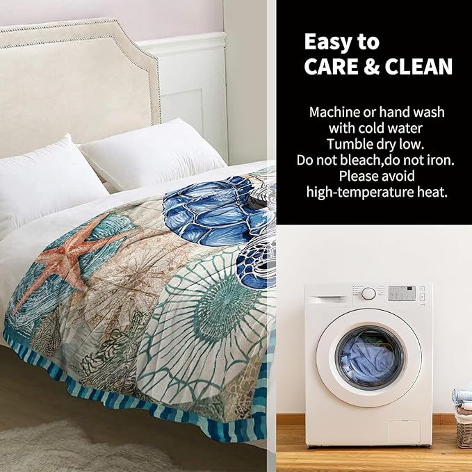 Sea Turtle Blanket Gifts for Women Mom Kids Adults Teen Birthday Christmas Valentine Presents Ocean Turtles Theme Decor Home Bedroom Living Room Sofa Couch Soft Cozy Plush Fuzzy Flannel Throw 60"x50"