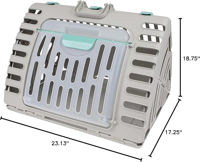 SportPet Designs Foldable Travel Cat Carrier - Front Door Plastic Collapsible Carrier Collection, Waterproof Bed