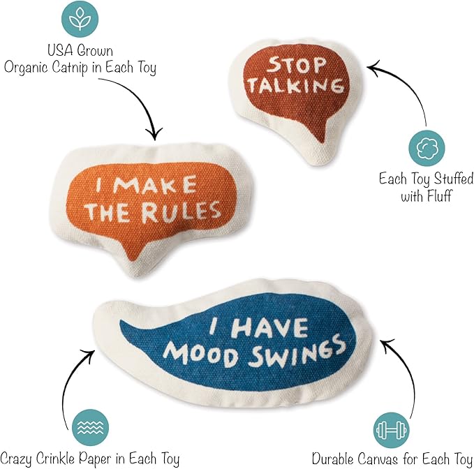 Fringe Studio Mr Listen Up Cat Toy Set of 3 (904024), Multicolor